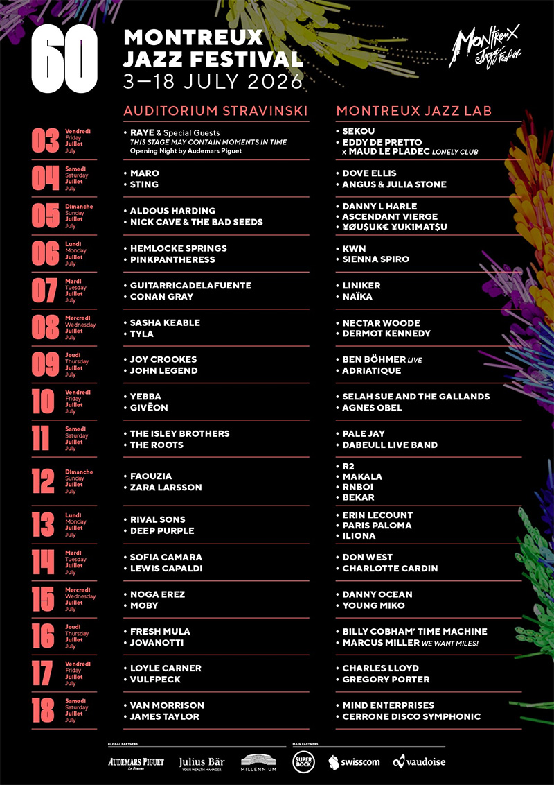 Programme <a href='/festivals/montreux-jazz-festival/'>Montreux Jazz Festival</a> 2026